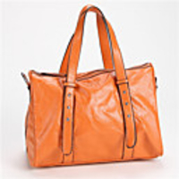 Makko Lässige Schultertasche aus Leder / Tote (Orange)