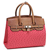 Makko Ol Ostrich Stripe Streifen mit Boa Pu-Farbabstimmung tragbare Tasche (Screen Color)