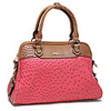Makko Ol Ostrich Stripe Streifen mit Boa Pu-Farbabstimmung tragbare Tasche (Screen Color)