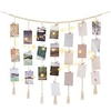 Makramee-Foto-Wanddekoration zum Aufhängen mit Lichterketten,  Boho-Holzperlen,  Girlande,  Collage,  Bilderrahmenhalter mit 45 Clips,  für Schlafzimmer,  Wohnzimmer,  Kinderzimmer,  Wohnheim,  Geschenke für