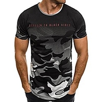 Malbaba-Männer Camouflage T-Shirt lässige Basic T-Shirts luftig bis schwarz Vibes Print Sport kurzes T-Shirt (l,  grau) Lightinthebox