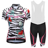 Malciklo Damen Fahrradtrikot mit Trägerhosen Weiß Schwarz Blumen Pflanzen Übergrössen Fahhrad Bib - Shorts / Kurze radhose MIT Trägern Trikot / Radtrikot Rasche Trocknung Anatomisches Design Lightinthebox