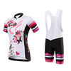 Malciklo Damen Kurzarm Fahrradtrikot mit Trägerhosen Bambus-Karbonfaser Weiß Blumen Pflanzen Übergrössen Fahhrad Atmungsaktiv Rasche Trocknung Anatomisches Design Sport Blumen Pflanzen Bergradfahren Lightinthebox