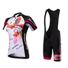 Malciklo Damen Kurzarm Fahrradtrikot mit Trägerhosen Coolmax Elasthan Lycra Weiß Blumen Pflanzen Fahhrad Sportkleidung Atmungsaktiv Rasche Trocknung Anatomisches Design UV-resistant Reflexstreiffen Lightinthebox