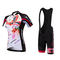 Malciklo Damen Kurzarm Fahrradtrikot mit Trägerhosen Coolmax Elasthan Lycra Weiß Blumen Pflanzen Fahhrad Sportkleidung Atmungsaktiv Rasche Trocknung Anatomisches Design UV-resistant Reflexstreiffen Lightinthebox