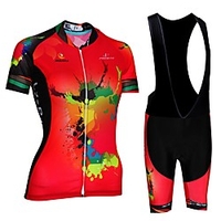 Malciklo Damen Kurzarm Fahrradtrikot mit Trägerhosen Lycra Polyester Rot / Weiß Schwarz / Rrot Übergrössen Fahhrad Bib - Shorts / Kurze radhose MIT Trägern Trikot / Radtrikot Atmungsaktiv Rasche Lightinthebox