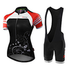 Malciklo Damen Kurzarm Fahrradtrikot mit Trägerhosen Schwarz Schwarz / Weiß Blumen Pflanzen Fahhrad Trikot / Radtrikot Trägerhose / Lange Radhose Mit Trägern Atmungsaktiv Anatomisches Design Lightinthebox