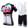Malciklo Damen Kurzarm Fahrradtrikot mit Trägerhosen Weiß Schwarz Blumen Pflanzen Übergrössen Fahhrad Bib - Shorts / Kurze radhose MIT Trägern Trikot / Radtrikot Gepolsterte Shorts Atmungsaktiv Lightinthebox