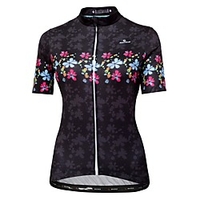 Malciklo Damen Kurzarm Fahrradtrikot Schwarz Blumen Pflanzen Fahhrad Trikot / Radtrikot Oberteile Bergradfahren Straßenradfahren Atmungsaktiv Rasche Trocknung Anatomisches Design Sport Bekleidung Lightinthebox