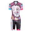 Malciklo Damen Kurzarm Triathlonanzug Lycra Weiß Schwarz Purpur Punkt Regenbogen Cartoon Design Fahhrad UV-beständig Atmungsaktiv Rasche Trocknung Feuchtigkeitsabsorbierend Reflexstreiffen Sport Punkt Lightinthebox