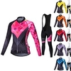 Malciklo Damen Langarm Fahrradtrikot mit Trägerhosen - Weiß / Schwarz Übergrössen Fahhrad Strumpfhosen / Lange Radhose / Kleidungs-Sets,  Atmungsaktiv,  3D Pad,  Rasche Trocknung Coolmax,  Lycra