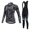 Malciklo Damen Langarm Fahrradtrikot mit Trägerhosen Weiß Schwarz Punkt Fahhrad Sportkleidung Rasche Trocknung Anatomisches Design Reflexstreiffen Winter Sport Lycra Punkt Bergradfahren / Dehnbar Lightinthebox
