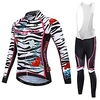 Malciklo Damen Langarm Fahrradtrikot mit Trägerhosen Winter Weiß Schwarz Purpur Blumen Pflanzen Zebra Übergrössen Fahhrad Atmungsaktiv Rasche Trocknung Sport Blumen Pflanzen Bergradfahren Lightinthebox