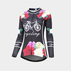 Malciklo Damen Langarm Fahrradtrikot Schwarz / Rrot Tropische Blumen Fahhrad Atmungsaktiv Rasche Trocknung Sport Grafik Bergradfahren Straßenradfahren Bekleidung / Mikro-elastisch Lightinthebox