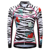 Malciklo Damen Langarm Fahrradtrikot Winter Sommer Lycra Polyester Weiß Purpur Rote Blumen Pflanzen Zebra Übergrössen Fahhrad Trikot / Radtrikot Rasche Trocknung Atmungsaktiv Reflexstreiffen Tasche Lightinthebox