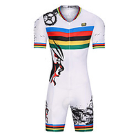 Malciklo Herren Damen Kurzarm Triathlonanzug Weiß Fahhrad UV-beständig Atmungsaktiv Rasche Trocknung Feuchtigkeitsabsorbierend Sport Fischgrätenmuster Triathlon Bekleidung / Dehnbar / Sportlich Lightinthebox