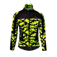 Malciklo Herren Fahrradjacke Winter Vlies Polyester Fahhrad Jacke Oberteile warm halten Windundurchlässig Rasche Trocknung Sport Patchwork Gelb / Armeegrün / Tarnung Bergradfahren Bekleidung Lose Lightinthebox