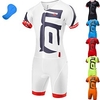 Malciklo Herren Kurzarm Radtrikot mit Fahrradhosen Triathlonanzug Sommer Lycra Grün Weiß Schwarz Geometrisch Britisch Fahhrad Sportkleidung Atmungsaktiv Rasche Trocknung Reflexstreiffen Tasche auf