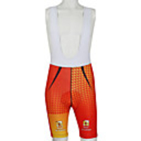 Malciklo Herrn Damen Fahrradträgerhosen Elastan Polyester Orange weiß Spanien Champion Nationalflagge Fahhrad Bib - Shorts / Kurze radhose MIT Trägern Unten Bergradfahren Straßenradfahren