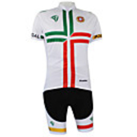 Malciklo Herrn Damen Kurzarm Fahrradtrikot mit Trägerhosen Elastan Polyester Weiss / schwarz Portugal Champion Nationalflagge Fahhrad Trikot / Radtrikot Sportkleidung Windundurchlässig Rasche