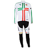 Malciklo Herrn Damen Langarm Fahrradtrikots mit Fahrradhosen Winter Elastan Polyester Weiß / Grün Portugal Champion Nationalflagge Fahhrad Sportkleidung Bergradfahren Straßenradfahren