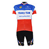 Malciklo Herrn Kurzarm Fahrradtrikot mit Trägerhosen Elastan Polyester BlauRot France Champion Nationalflagge Fahhrad Sportkleidung Bergradfahren Straßenradfahren Windundurchlässig Atmungsaktiv