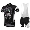Malciklo Herrn Kurzarm Fahrradtrikot mit Trägerhosen Weiß Schwarz Fahhrad Sportkleidung Atmungsaktiv 3D Pad Rasche Trocknung Tasche auf der Rückseite Sport Coolmax Lycra Seeräuber Bergradfahren