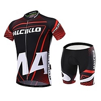 Malciklo Herrn Kurzarm Fahrradtriktot mit Fahrradhosen Coolmax Lycra Schwarz / rot Punkt Fahhrad Sportkleidung Atmungsaktiv 3D Pad Rasche Trocknung Tasche auf der Rückseite Sport Punkt Bergradfahren Lightinthebox