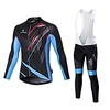 Malciklo Herrn Langarm Fahrradtrikot mit Trägerhosen Weiß Schwarz Fahhrad Strumpfhosen / Lange Radhose Sportkleidung Atmungsaktiv 3D Pad Rasche Trocknung Sport Coolmax Elastan Lycra Geometrie Lightinthebox