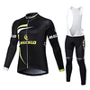 Malciklo Herrn Langarm Fahrradtrikot mit Trägerhosen Weiß Schwarz Fahhrad Strumpfhosen / Lange Radhose Sportkleidung Atmungsaktiv 3D Pad Rasche Trocknung Sport Coolmax Elastan Lycra Kurve Lightinthebox