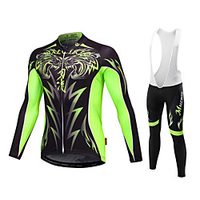 Malciklo Herrn Langarm Fahrradtrikot mit Trägerhosen Weiß Schwarz Löwe Fahhrad Trikot / Radtrikot Trägerhose / Lange Radhose Mit Trägern Sportkleidung Atmungsaktiv 3D Pad Rasche Trocknung Tasche auf Lightinthebox