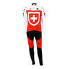 Malciklo Herrn Langarm Fahrradtrikot mit Trägerhosen Winter Vlies Polyester Switzerland Champion Nationalflagge Fahhrad Sportkleidung warm halten Fleece Innenfutter Atmungsaktiv Sport Switzerland