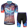 Malciklo Jungen Mädchen Kurzarm Fahrradtriktot mit Fahrradhosen - Kinder Lycra Schwarz Blumen Pflanzen Fahhrad Sportkleidung UV-beständig Atmungsaktiv Rasche Trocknung Feuchtigkeitsabsorbierend