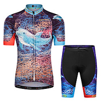 Malciklo Jungen Mädchen Kurzarm Fahrradtriktot mit Fahrradhosen - Kinder Lycra Schwarz Blumen Pflanzen Fahhrad Sportkleidung UV-beständig Atmungsaktiv Rasche Trocknung Feuchtigkeitsabsorbierend