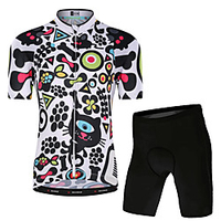 Malciklo Jungen Mädchen Kurzarm Fahrradtriktot mit Fahrradhosen - Kinder Lycra Weiß Blumen Pflanzen Fahhrad Sportkleidung UV-beständig Atmungsaktiv Rasche Trocknung Feuchtigkeitsabsorbierend Lightinthebox
