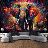 Malerei bunter Elefant Boho hängender Wandteppich Wandkunst großer Wandteppich Wanddekor Fotografie Hintergrund Decke Vorhang Zuhause Schlafzimmer Wohnzimmer Dekoration