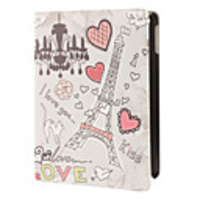 Malerei Stil Eiffelturm und Herz-Form-Muster PU-Ganzkörper-Case mit Ständer für iPad Air