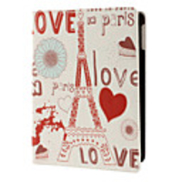 Malerei Stil Eiffelturm und "LOVE"-Muster PU-Ganzkörper-Case mit Ständer für iPad Air