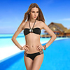 Malinsa Victoria-Frauen Black Diamond Tröpfchen Bikini mit Chest Pad (Black)