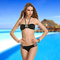 Malinsa Victoria-Frauen Black Diamond Tröpfchen Bikini mit Chest Pad (Black)