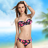 Malinsa Victoria-Frauen-Print Ruffle Halb Cup Mit Felgen Und Chest Pad Bikini (Screen Color)
