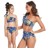 Mama und ich Badeanzug Blatt Sport Bedruckt Grün Blau Rosa Ärmellos Urlaub Passende Outfits Lightinthebox