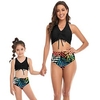 Mama und ich Badeanzug Familiensets Blumen Normal Kreuz und quer Schwarz Ärmellos Urlaub Passende Outfits Lightinthebox