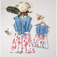 Mama und ich Familien Kleidung Sets Kleid Alltag Blumen Ärmellos Weiß Rote Aktiv Lightinthebox