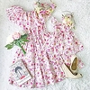 Mama und ich Fuchsie Sommer Aktiv Festtage Wochenende Gerüscht Blumen Kurzarm Kleid Lightinthebox