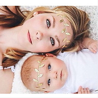 Mama und ich Gold/Silber-Print tropische Blattpflanze Stirnbänder (enthält Mamas und Babys) Lightinthebox