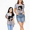 Mama und ich Grau Sommer Aktiv Druck Katze Grafik Tier Kurzarm T-Shirt Lightinthebox
