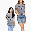 Mama und ich Grau Sommer Aktiv Druck Katze Grafik Tier Kurzarm T-Shirt Lightinthebox