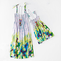 Mama und ich Grün Sommer Boho Lässig / Alltäglich Druck Blumen Ärmellos Knielang Kleider Lightinthebox