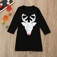 Mama und ich Grundlegend Geometrisch Tier Druck Langarm Knielang Kleid Schwarz